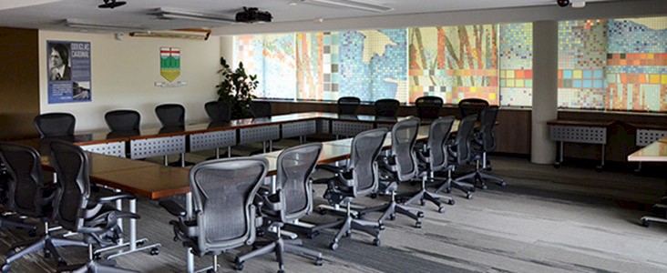 An image of the Cardinal Douglas Board Room where many committee meetings take place.