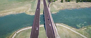 Aerial rendering of the Ray Gibbon Drive bridge