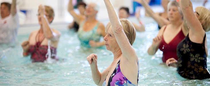 Photo of women participating in a aqua-size class at Servus Place