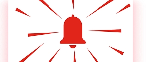 Graphic of a red bell making sounds to notify you of an emergency