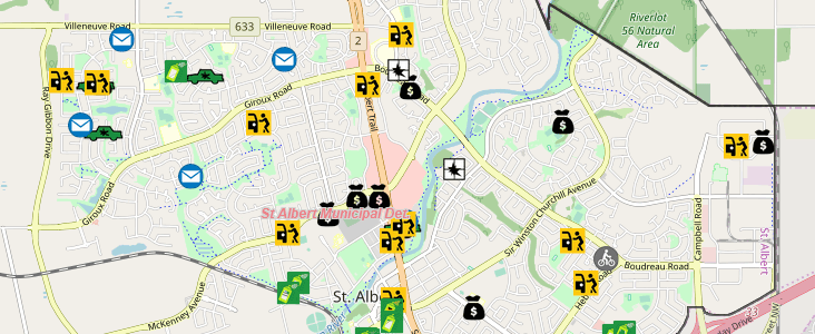 A map of reported crimes in St. Albert