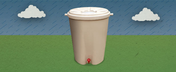 Illustration of a rain barrel