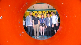 Group photo of the band "Cypress" at the fair.