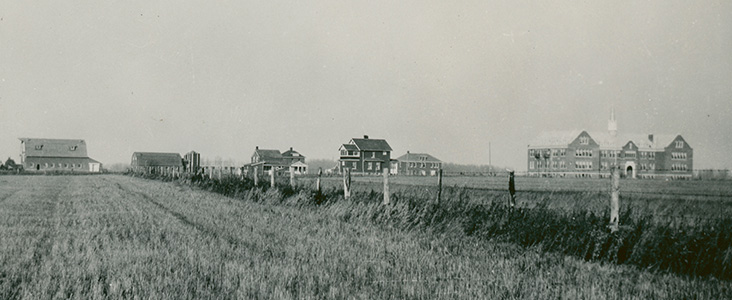 Poundmaker residential school with other houses and barns